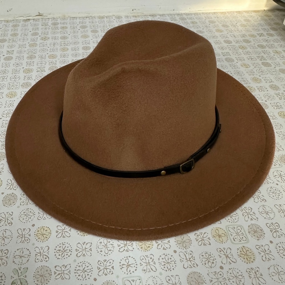 Brown Wide Brim Fedora Hat